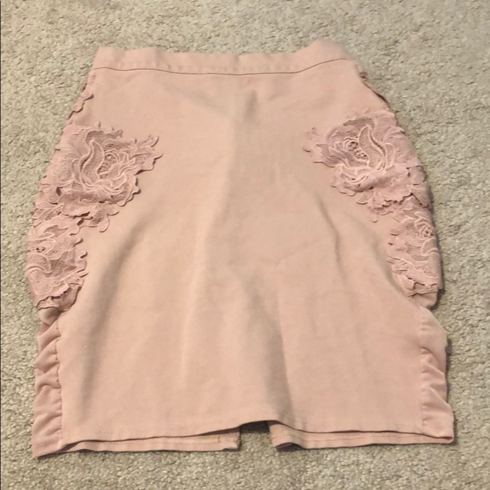 Blush pink pencil skirt